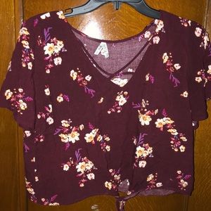 Maroon flower crop top!